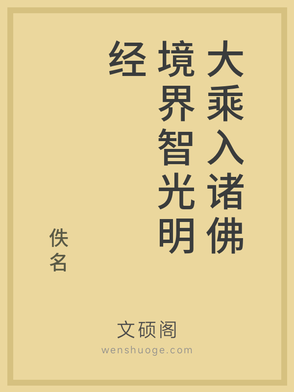 大乘入诸佛境界智光明经