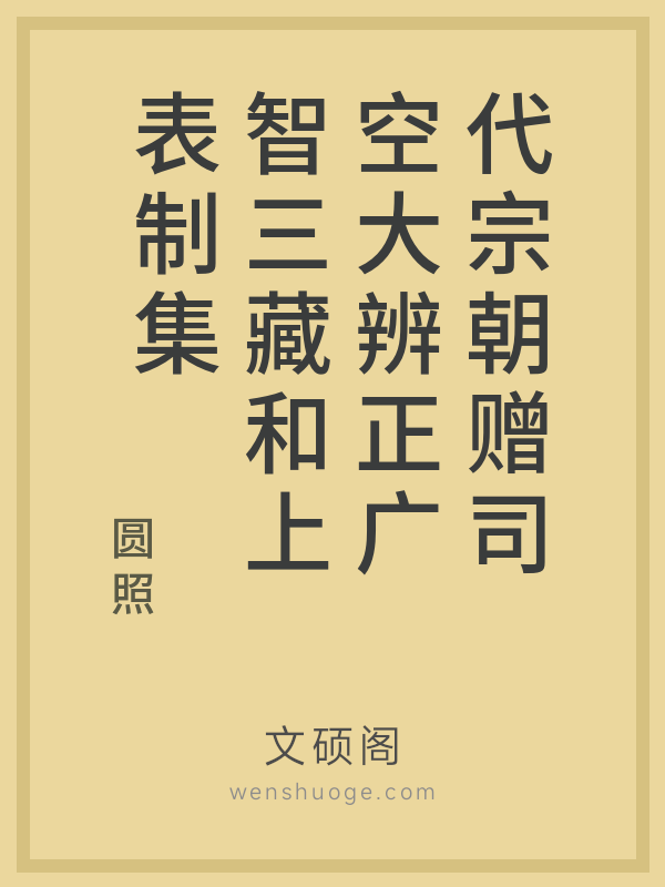 代宗朝赠司空大辨正广智三藏和上表制集