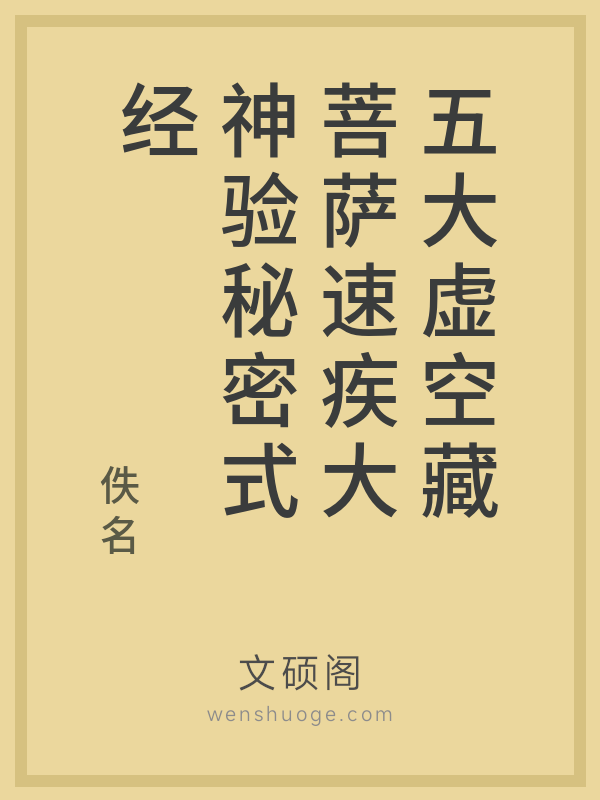 五大虚空藏菩萨速疾大神验秘密式经的书籍封面