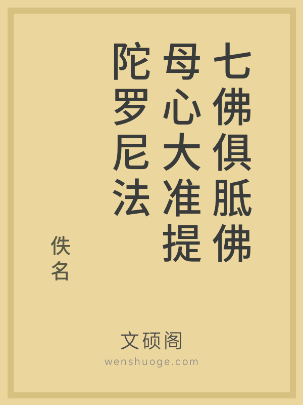 七佛俱胝佛母心大准提陀罗尼法的书籍封面