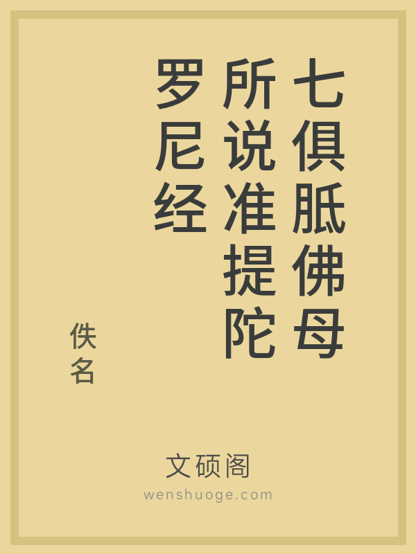 七俱胝佛母所说准提陀罗尼经的书籍封面