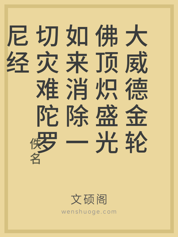 大威德金轮佛顶炽盛光如来消除一切灾难陀罗尼经的书籍封面