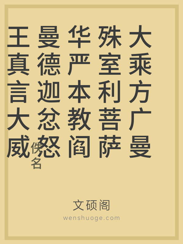 大乘方广曼殊室利菩萨华严本教阎曼德迦忿怒王真言大威德仪轨品的书籍封面