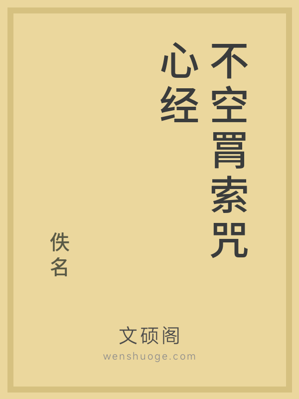 不空罥索咒心经的书籍封面