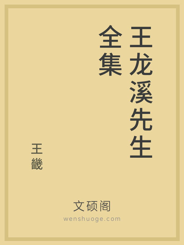 王龙溪先生全集 王龙溪先生全集