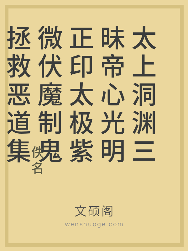 太上洞渊三昧帝心光明正印太极紫微伏魔制鬼拯救恶道集福吉祥神咒