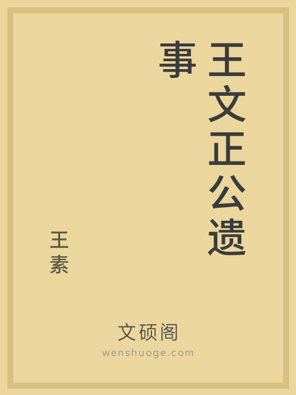 王文正公遗事的书籍封面